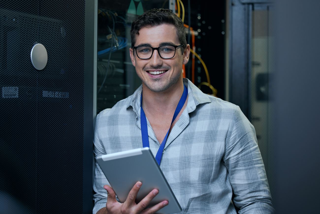 Technician happy to be working on modern cloud migration processes