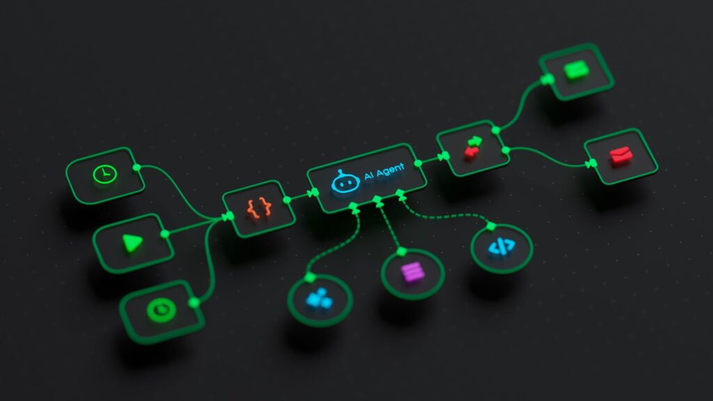 AI Agent tasks, connectors, and workflow map.