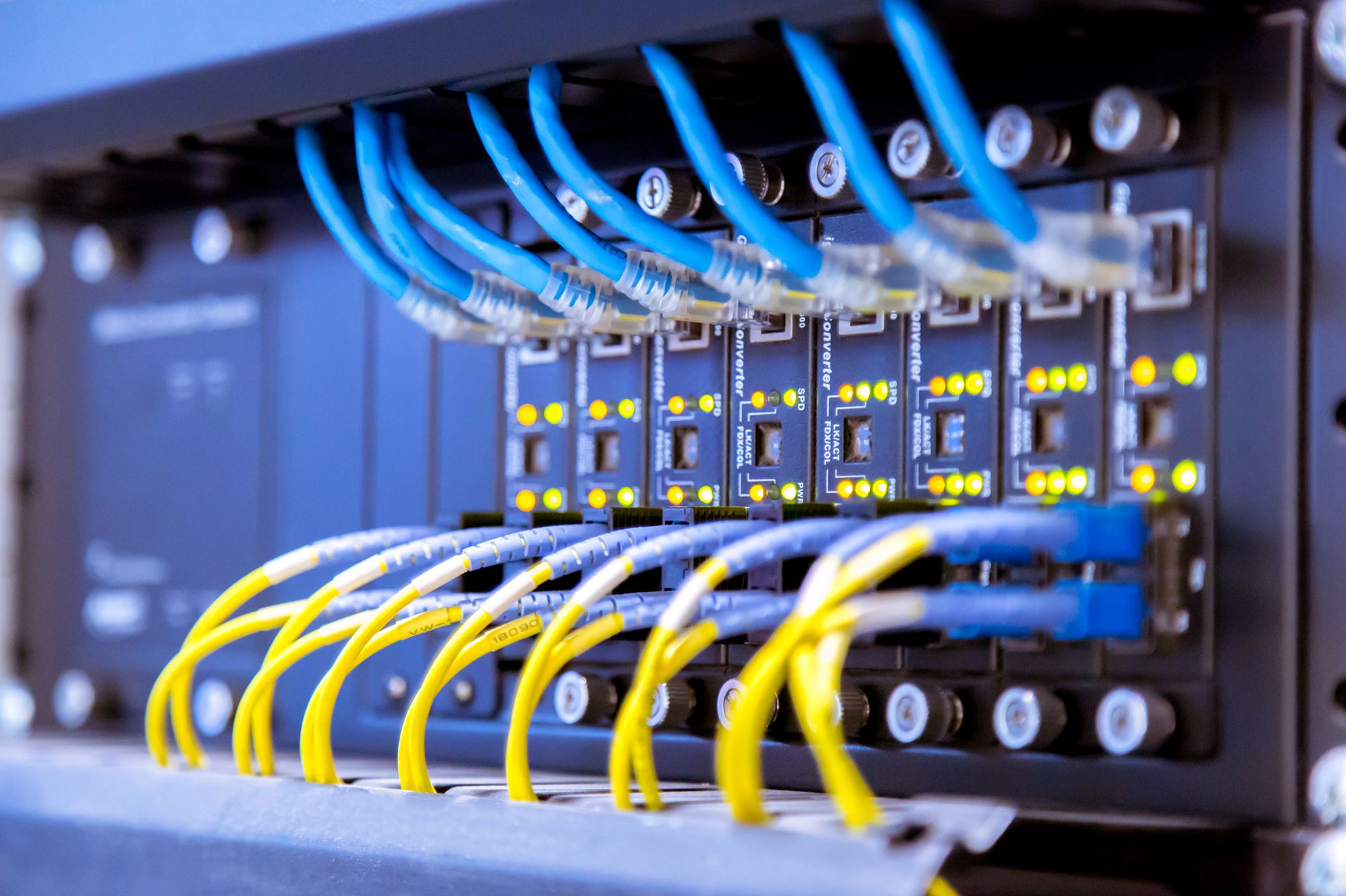 Network switch with fiber optic data cables