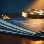 A brass magnifying glass over a fanned stack of clipped tax forms and supporting statements, representing technical review of complex returns.