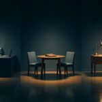 Three softly lit workspaces side by side: a high-volume scanning station, a two-chair consultation table, and a veteran preparer's wooden desk, representing different tax practice models.